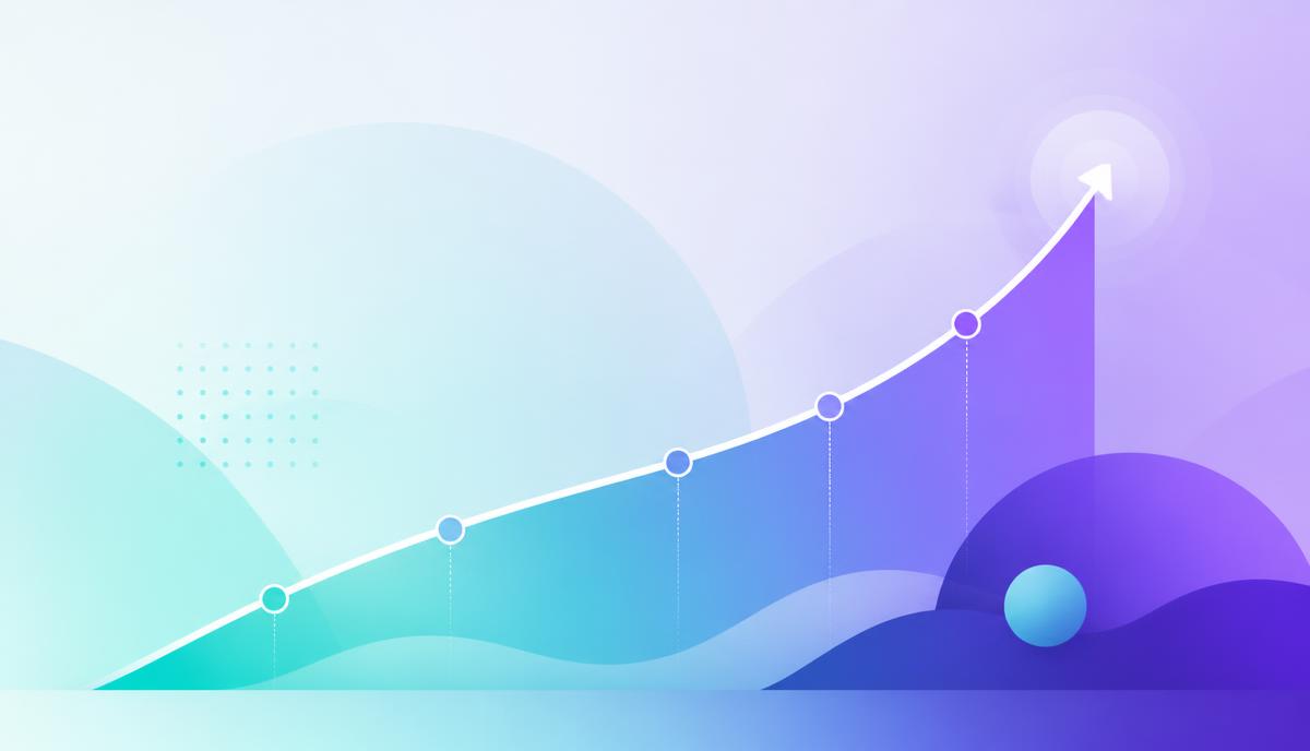 Illustration abstraite d'une courbe de progression symbolisant l'évolution d'un référencement dans le temps