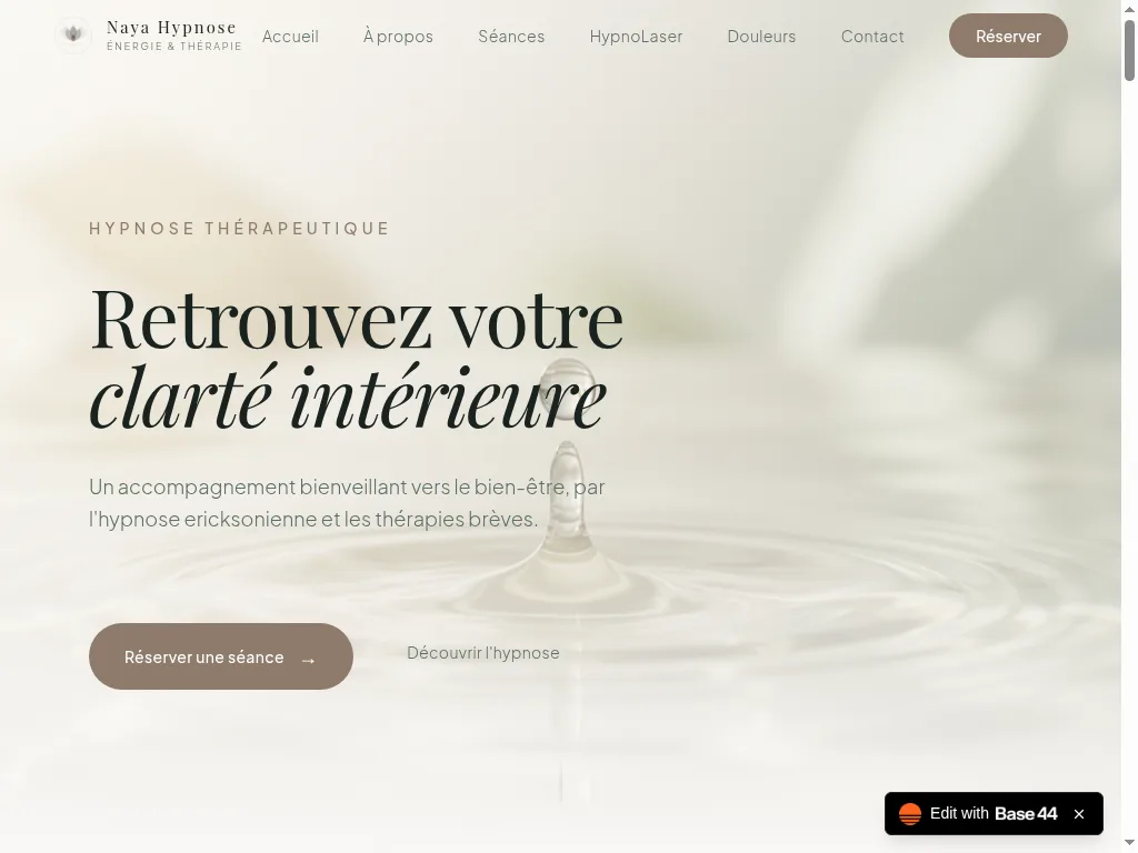 Aperçu du site Naya Hypnose, Site vitrine, hypnose thérapeutique